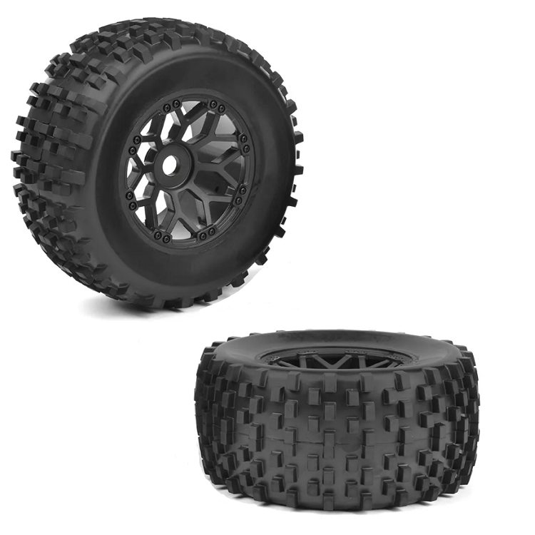 TEAM CORALLY 1:8 MT Gripper Tyres on Black BBS Wheels 17mm 2pcs - C-00180-378-1