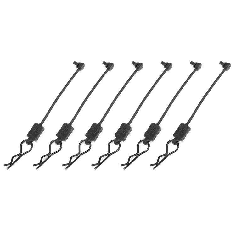 TEAM CORALLY Body Clip w/ Rubber Retainer Black 6pcs - C-00180-614