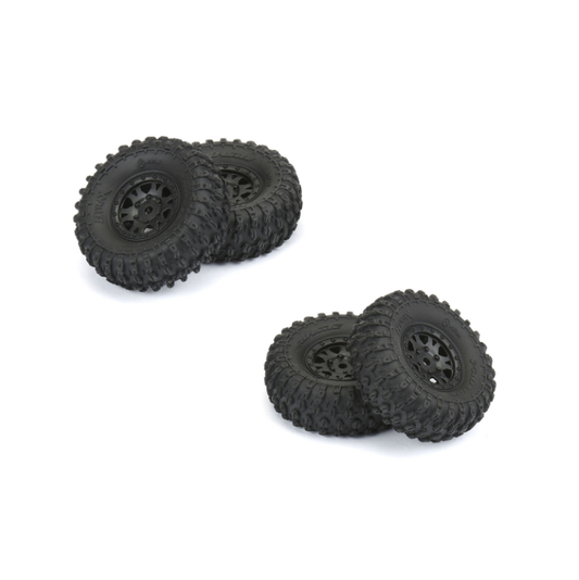 PROLINE 1:24 Hyrax Fr/Rr 1in Tyres on Black Impulse Wheels 7mm 4pcs - PRO1019410