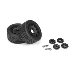 PROLINE MENACE HP Fr/Rr 5.7in Belted Tyre on Black Raid Wheels 24mm Hex suit X-Maxx/ Kraton 2pcs - PRO1020510