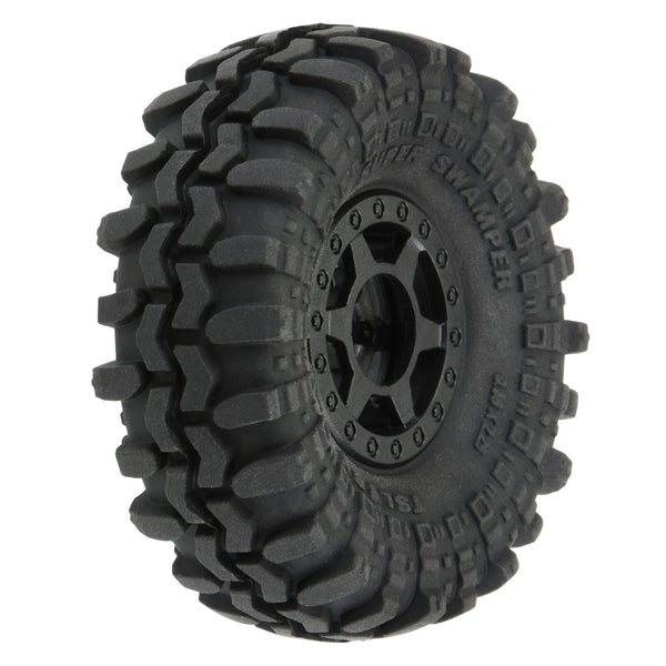 PROLINE 1:24 INTERCO SUPER SWAMPER Fr/Rr 1.0inW Tyres on Holcomb Black Wheels 7mmH 4pcs - PRO1021410