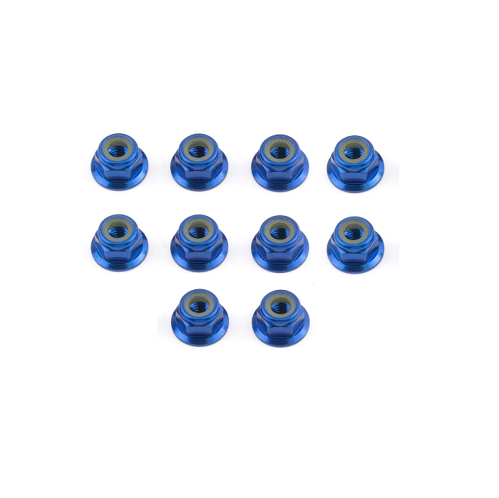 RCT 4mm Serrated Flanged Nyloc Wheel Nut Blue 10pcs - RCTLN01017B