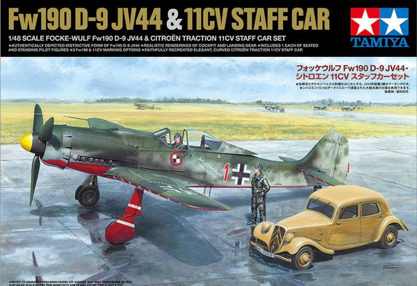 TAMIYA Focke-Wulf FW190 D-9 JV44 w/ Citroen Traction 11CV Staff Car 1:48 - 25213