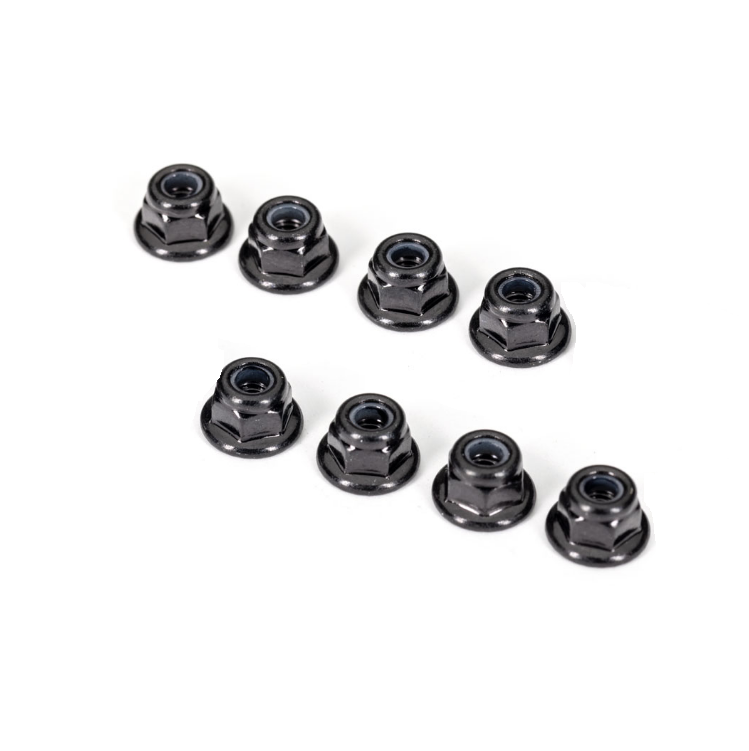 TRAXXAS 3mm Flanged Nyloc Black Nuts 8pcs - 2744X