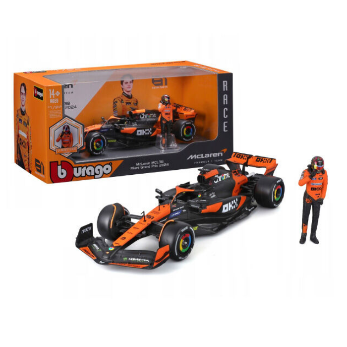 BBURAGO F1 2024 McLaren MCL38 #81 Piastri w/ Driver Figurine 1:24 - 28040