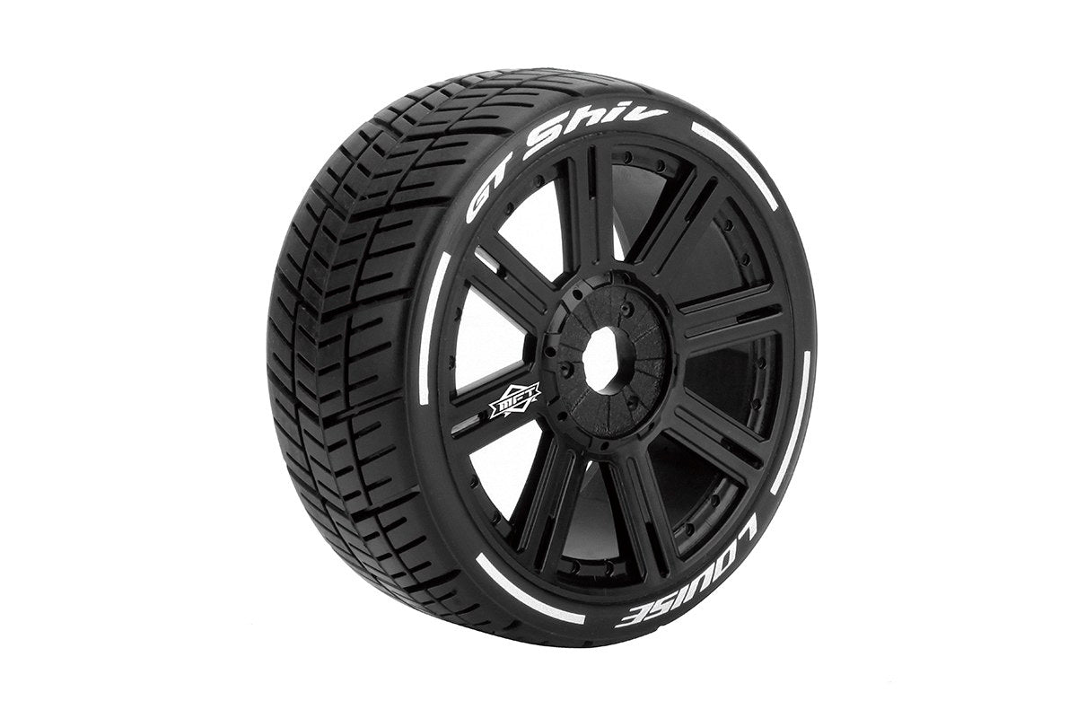 LOUISE GT-SHIV 1:8 On-Road Soft Pavement MFT Tyre on Black Spoke Wheel 2pcs - LT3284SB