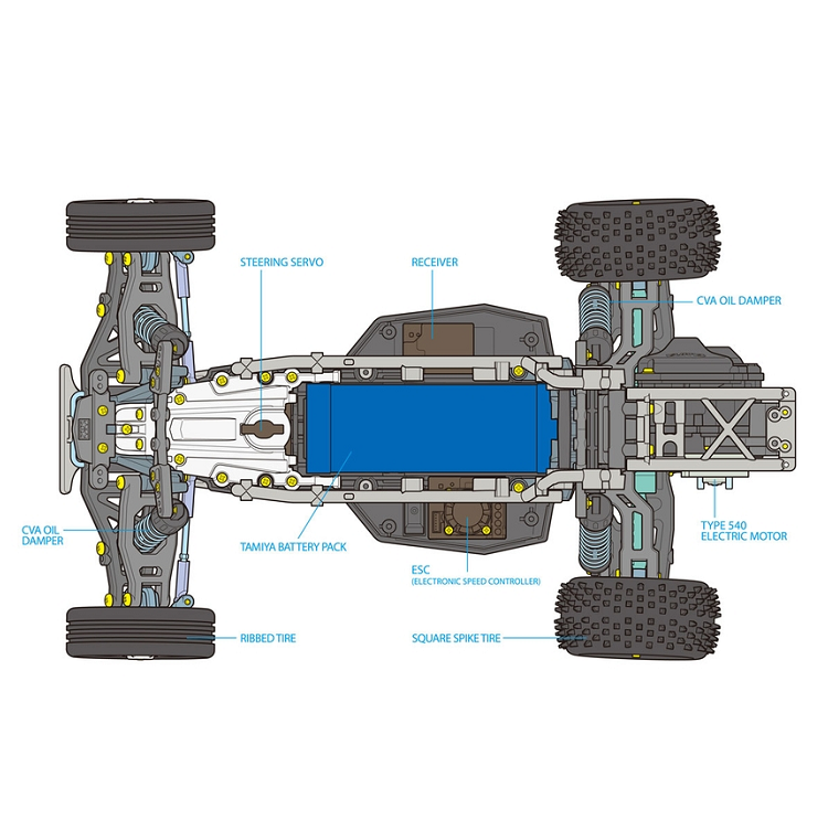 TAMIYA Fighter Nxgen DT-04 2WD Buggy Kit 1:10 chassis detail - 58741