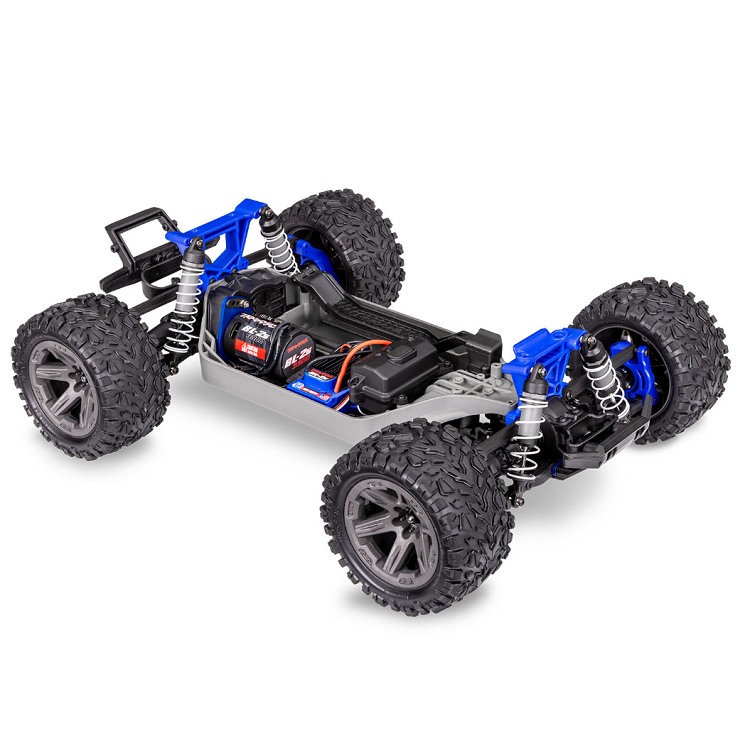 TRAXXAS RUSTLER 4WD BL-2S EHD Blue Stadium Truck w/ 3300KV Driveline chassis detail - 67164-4BLUE