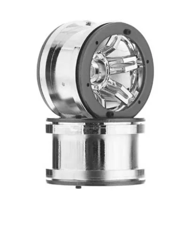 AXIAL 2.2in Rockster Beadlock Wheels Chrome 2pcs AX8092 - AXIC8092