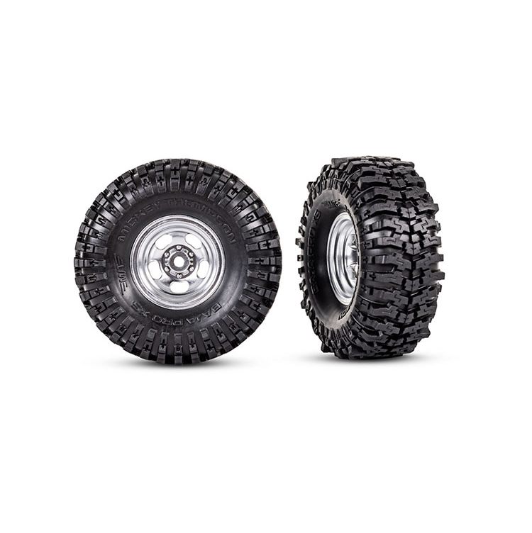 TRAXXAS 1:18 Mickey Thompson Baja Pro-X Tyres on Satin Chrome Wheels 2.4x1.0in 2pcs - 9872