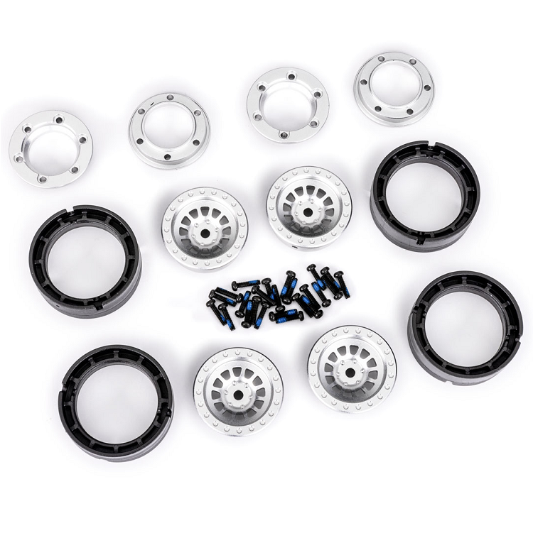 TRAXXAS Silver Aluminium 1in Beadlock Wheels suit TRX-4M 4pcs - 9881-SLVR