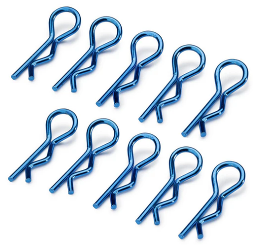RCT 1:10 Blue Metallic Body Clips 10pcs - RCTEL01004C2