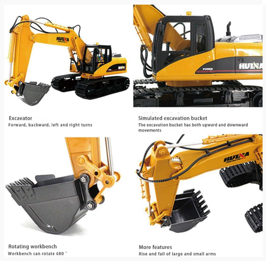 HUINA 1:14 RC Excavator w/ Battery & USB Charger - HN1535