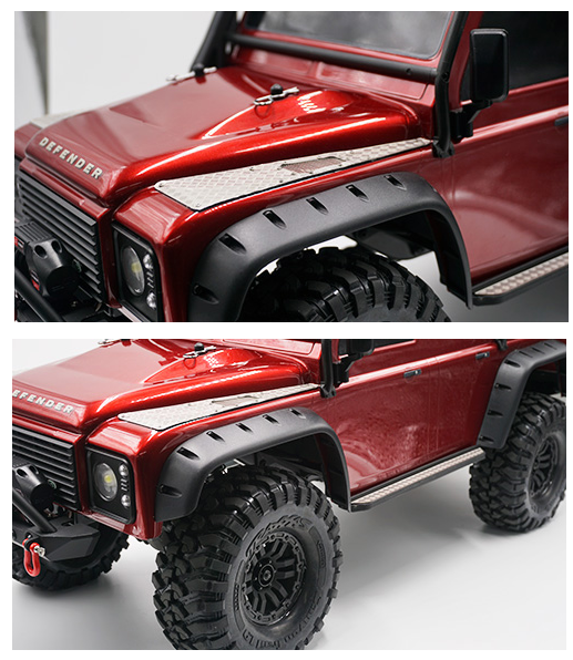 YEAH RACING TRX-4 Defender Stainless Steel Bonnet Sides Diamond Plate Set - YEA-TRX4-020