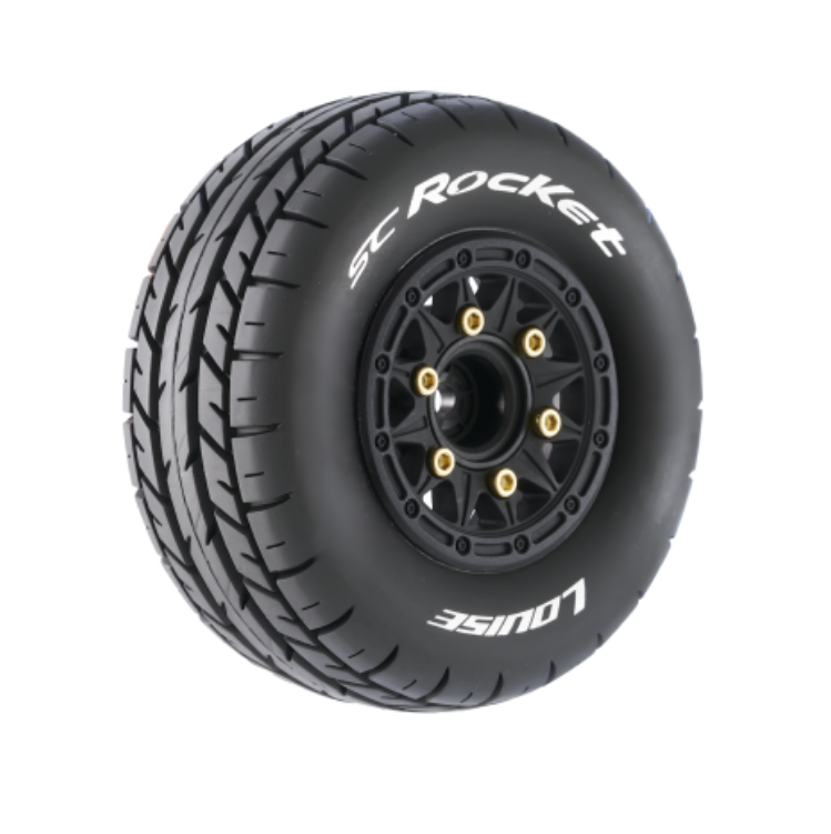 LOUISE SC-ROCKET 1:10 Short Course Soft Tyre on Black Wheel w/ 12, 14 & 17mm Removable Hex 2pcs - LT3154SB