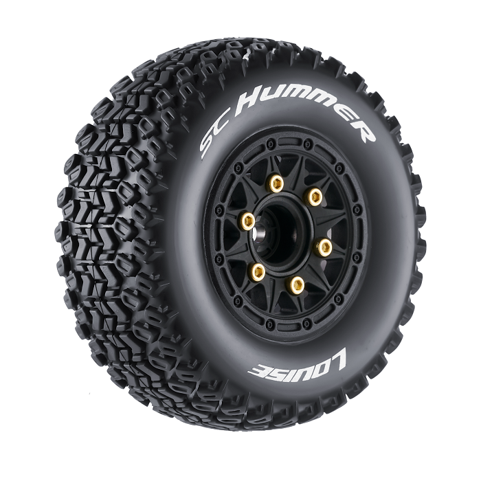 LOUISE SC-HUMMER 1:10 Short Course Tyre on Black Wheel w/ 12/ 14/ 17mm Hexes 2pcs - LT3224SB