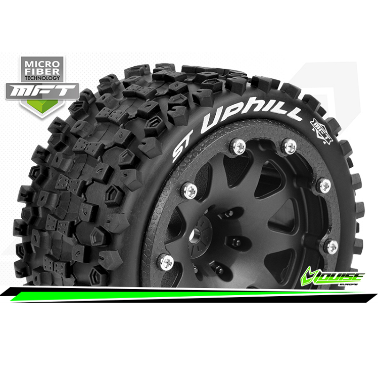 LOUISE ST-UPHILL 1:10 Stadium Truck Wheels and MFT Tyres 12mm Hex 1/2in Offset 2pcs - LT3313SBH