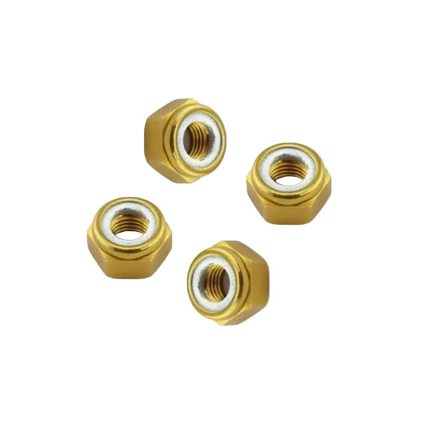 RCT M4 Nyloc Nuts Gold Aluminium 4pcs - RCT-4MMNYLOC-GLD