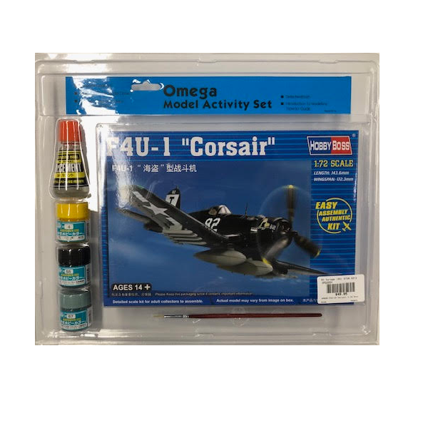 OMEGA F4U-1D Corsair 1:72 Starter Set w/ Glue, Paints & Brush - OM33004