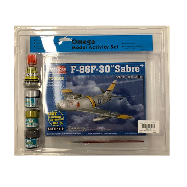 OMEGA F-86F-30 Sabre 1:72 Starter Set w/ Glue, Paints & Brush - OM33011