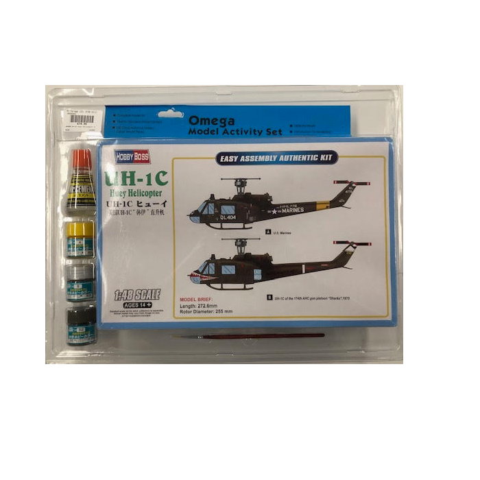 OMEGA UH-1C Huey Helicopter 1:48 Starter Set w/ Glue, Paints & Brush - OM36003