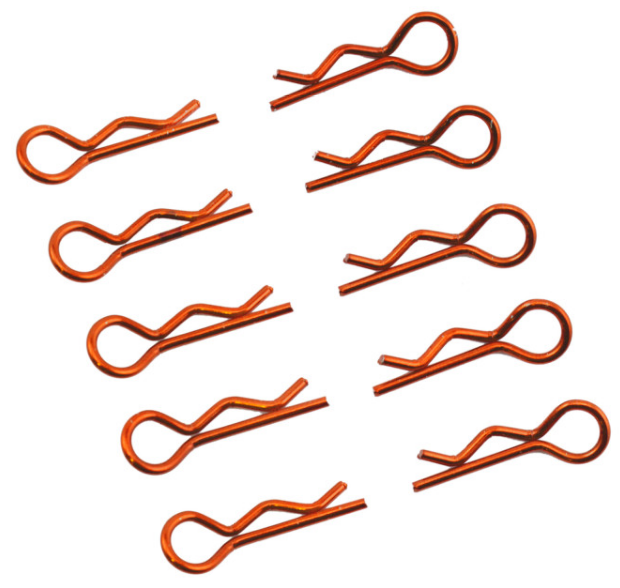 RCT 1:10 Orange Metallic Body Clips 10pcs - RCTEL01004C3
