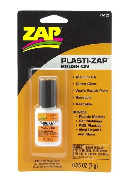PLASTI-ZAP Orange Medium Clear Cure Brush-On CA Glue 0.25oz - PT102