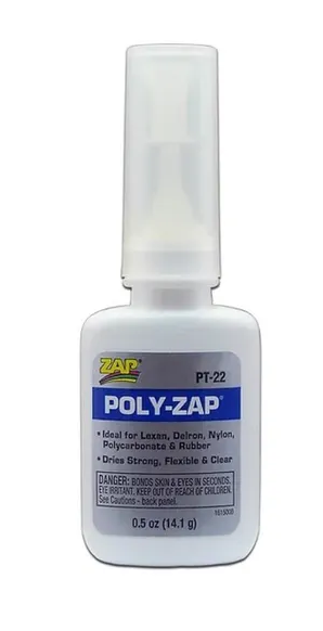 POLY-ZAP Flexible Adhesive for Lexan Rubber Nylon and Delron - PT22