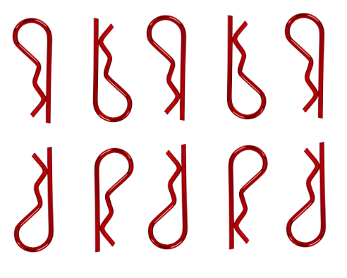 RCT 1:10 Red Metallic Body Clips 10pcs - RCTEL01004C4