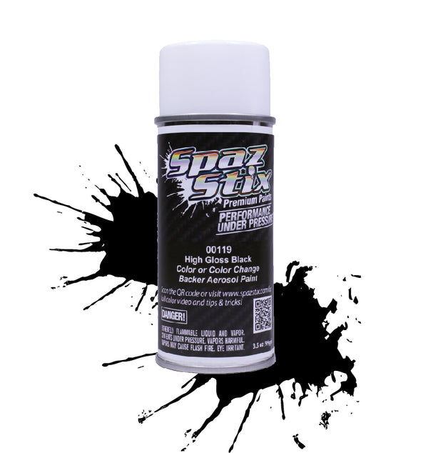 SPAZ STIX High Gloss Black Spray Paint 3.5oz - SZX00119