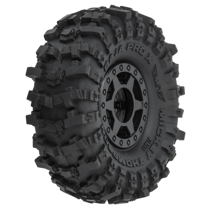 PROLINE 1:24 Mickey Thompson MT Baja Pro X Fr/Rr 1in Tyres on 7mm Hex Black Wheels 4pcs - PRO1021510