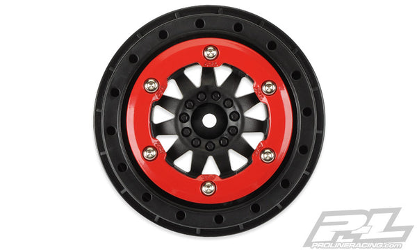 PROLINE F-11 Short Course Wheels Black with Red Steel Beadlock 2pcs - PR2746-03