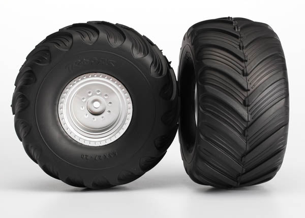 TRAXXAS Terra Groove Dual Profile Tyres on Satin Chrome Deep Dish Wheels 2pcs - 3665