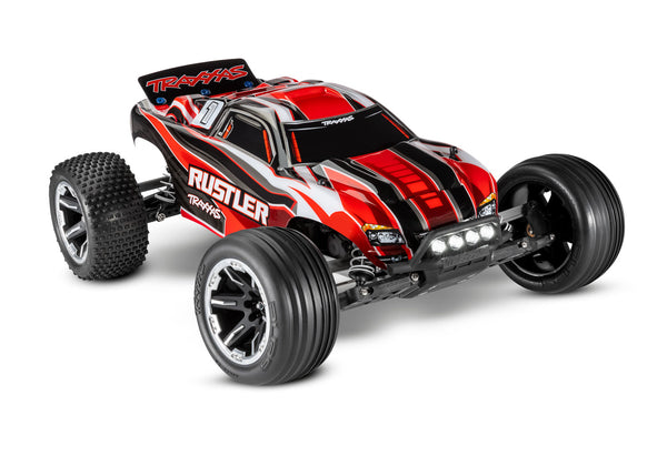 TRAXXAS RUSTLER 2wd STADIUM TRUCK Red w/ LED Lights, Battery & Charger 37054-61RED