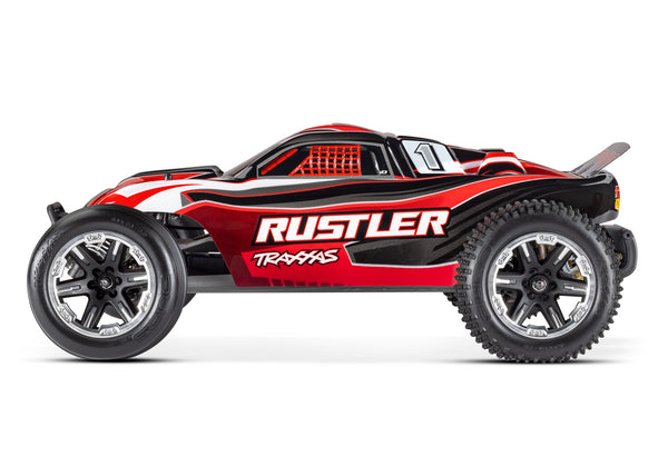TRAXXAS RUSTLER 2wd STADIUM TRUCK Red w/ LED Lights, Battery & Charger 37054-61RED