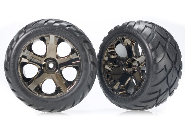 TRAXXAS Anaconda Street Tyres on 2.8in All-Star Black Chrome Wheels Front 2pcs - 3776A