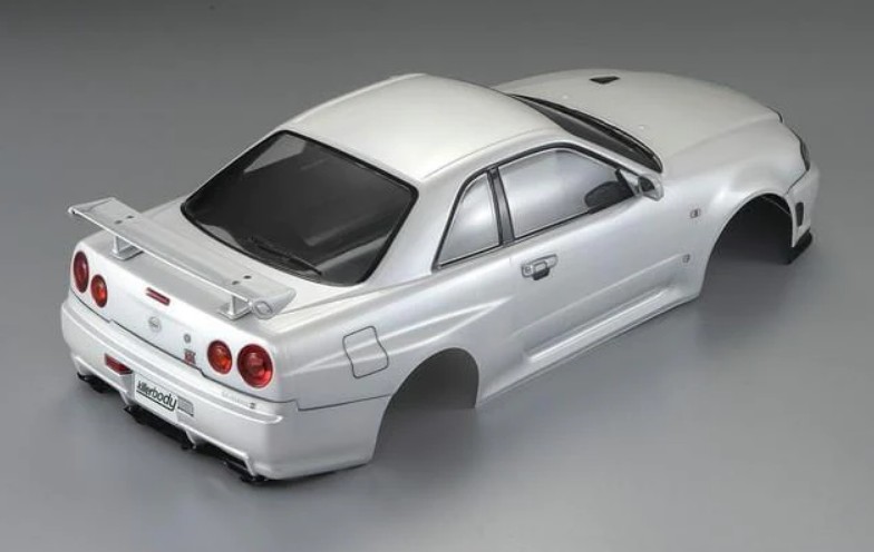 KILLERBODY Nissan Skyline R34 White Finished Bodyshell 195mmW 257mmWB - KB48644