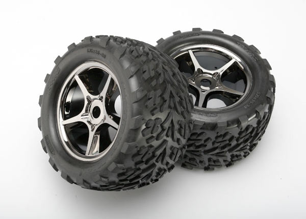 TRAXXAS Talon Tyres on 3.8in Gemini Black Chrome Wheels 17mm 2pcs - 5374X