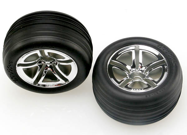 TRAXXAS Alias 2.8in Ribbed Front Tyres on Chrome Split Spoke Wheels 2pcs - 5574R
