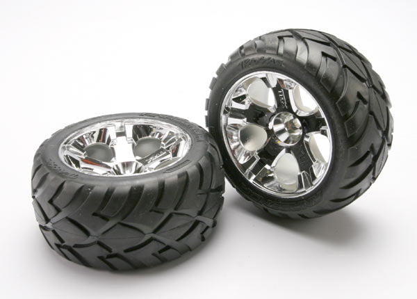 TRAXXAS Anaconda 2.8in Street Tyres on All-Star Chrome Wheels Front 2pcs - 5577R