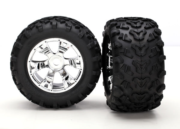 TRAXXAS Maxx 6.3in Tyres on Geode Chrome Wheels 2pcs - 5674