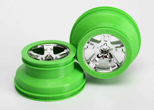TRAXXAS SCT Chrome Wheels w/ Green Beadlock 2pcs - 5866
