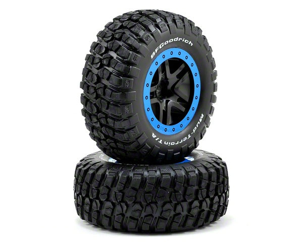 TRAXXAS BFG Mud Terrain T/A KM2 Tyres on Black Split Spoke Wheel w/ Blue Beadlock 2pcs - 5883A