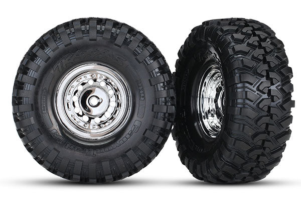 TRAXXAS Canyon Trail Tyres on 1.9in Chrome Wheels 2pc - 8177