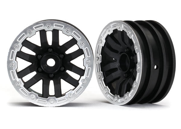 TRAXXAS 1.9in Wheels TRX Black w/ Painted Satin Chrome Beadlock 2pcs - 8271X