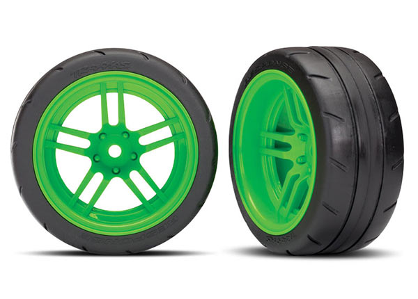 TRAXXAS Response Sticky Thermal Tyres on 1.9in Green Split Spoke Wheels 2pcs - 8374G