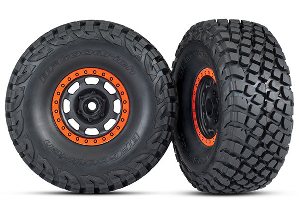 TRAXXAS SCT BFGoodrich Baja KR3 Tyres on Method Race Wheels w/ Orange Beadlock 17mm 2pcs - 8472