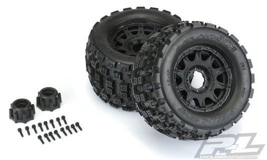 PROLINE BADLANDS MX38 3.8in All Terrain Tyres on Black Raid Wheels w/ Removeable 17mm Hexes 2pcs - PRO1012710