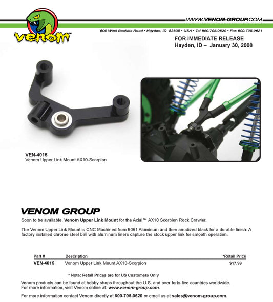 VENOM Upper Link Mount AX10 - VEN-4015