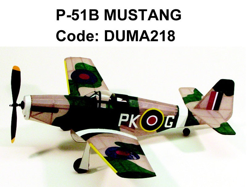DUMAS P-51B Mustang Rubber Band Plane Walnut Scale 17.5in Wingspan - DUMA218